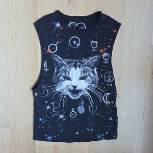 Black Cat Graphic Sleeveless Shirt